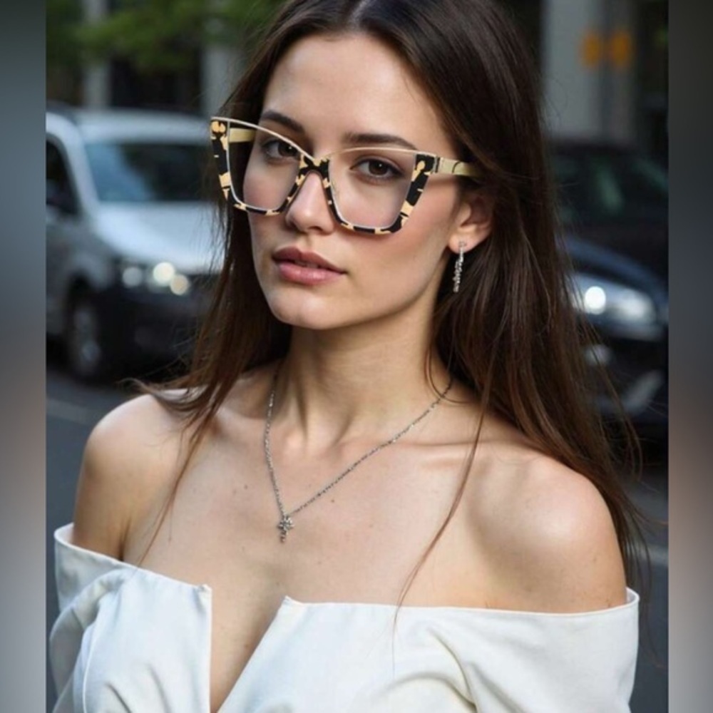 ✨NEW Stylish Leopard Print Cat-Eye Glasses - Picture 2 of 5